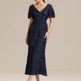 ever PALMER|Robe cérémonie femme mi-longue sirène formelle brodée à paillettes