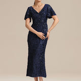 ever PALMER|Robe cérémonie femme mi-longue sirène formelle brodée à paillettes