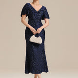 ever PALMER|Robe cérémonie femme mi-longue sirène formelle brodée à paillettes
