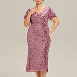 ever PALMER|Robe cérémonie femme mi-longue sirène formelle brodée à paillettes
