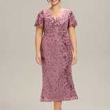 ever PALMER|Robe cérémonie femme mi-longue sirène formelle brodée à paillettes