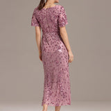 ever PALMER|Robe cérémonie femme mi-longue sirène formelle brodée à paillettes