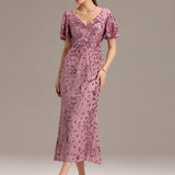 ever PALMER|Robe cérémonie femme mi-longue sirène formelle brodée à paillettes