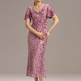 ever PALMER|Robe cérémonie femme mi-longue sirène formelle brodée à paillettes