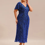 ever PALMER|Robe cérémonie femme mi-longue sirène formelle brodée à paillettes