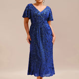 ever PALMER|Robe cérémonie femme mi-longue sirène formelle brodée à paillettes