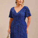 ever PALMER|Robe cérémonie femme mi-longue sirène formelle brodée à paillettes