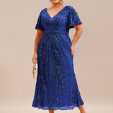 ever PALMER|Robe cérémonie femme mi-longue sirène formelle brodée à paillettes