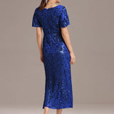 ever PALMER|Robe cérémonie femme mi-longue sirène formelle brodée à paillettes