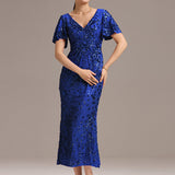 ever PALMER|Robe cérémonie femme mi-longue sirène formelle brodée à paillettes