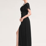 ever NOAH|Robe de soirée en mousseline de soie à manches volantées