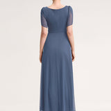 ever NOAH|Robe de soirée en mousseline de soie à manches volantées
