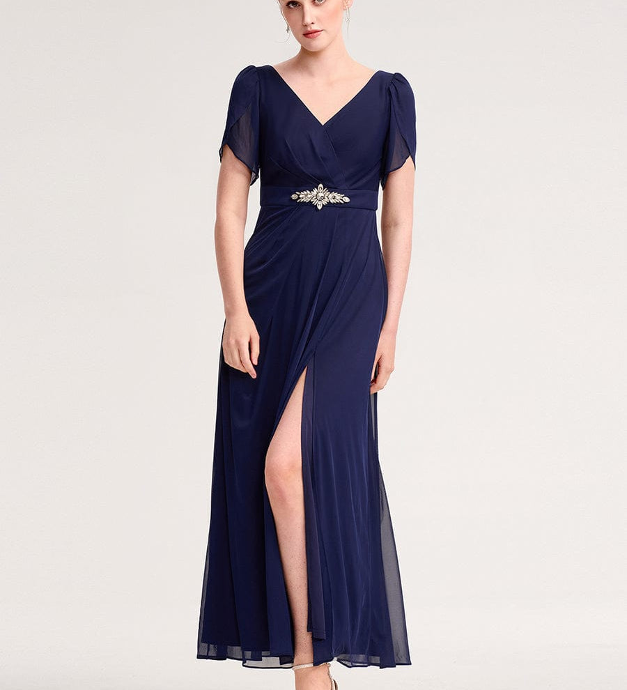 ever NOAH|Robe de soirée en mousseline de soie à manches volantées