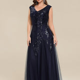 ever FREYA|Robe longue sans manches décolletée en V brodée de fleurs en A