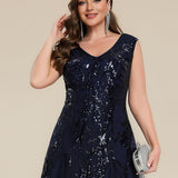 ever FREYA|Robe longue sans manches décolletée en V brodée de fleurs en A