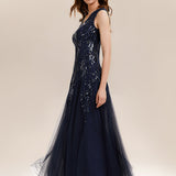 ever FREYA|Robe longue sans manches décolletée en V brodée de fleurs en A