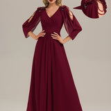 ever LOLA|Robe de soirée à manches tulipe en mousseline de soie à fleurs