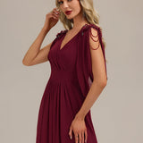 ever LOLA|Robe de soirée à manches tulipe en mousseline de soie à fleurs