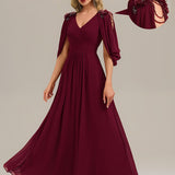 ever LOLA|Robe de soirée à manches tulipe en mousseline de soie à fleurs