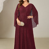 ever ISLA|Robe longue à manches longues en batwing décolleté en V et coupe A
