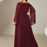 ever ISLA|Robe longue à manches longues en batwing décolleté en V et coupe A
