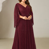 ever ISLA|Robe longue à manches longues en batwing décolleté en V et coupe A