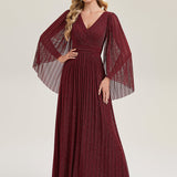 ever ISLA|Robe longue à manches longues en batwing décolleté en V et coupe A