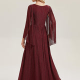 ever ISLA|Robe longue à manches longues en batwing décolleté en V et coupe A