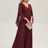 ever ISLA|Robe longue à manches longues en batwing décolleté en V et coupe A
