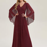ever ISLA|Robe longue à manches longues en batwing décolleté en V et coupe A