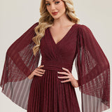 ever ISLA|Robe longue à manches longues en batwing décolleté en V et coupe A