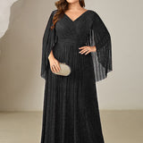 ever ISLA|Robe longue à manches longues en batwing décolleté en V et coupe A