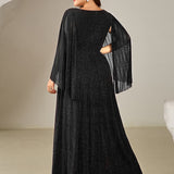 ever ISLA|Robe longue à manches longues en batwing décolleté en V et coupe A