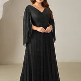 ever ISLA|Robe longue à manches longues en batwing décolleté en V et coupe A