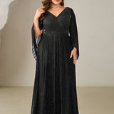 ever ISLA|Robe longue à manches longues en batwing décolleté en V et coupe A