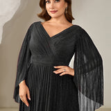ever ISLA|Robe longue à manches longues en batwing décolleté en V et coupe A