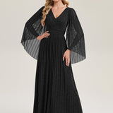 ever ISLA|Robe longue à manches longues en batwing décolleté en V et coupe A