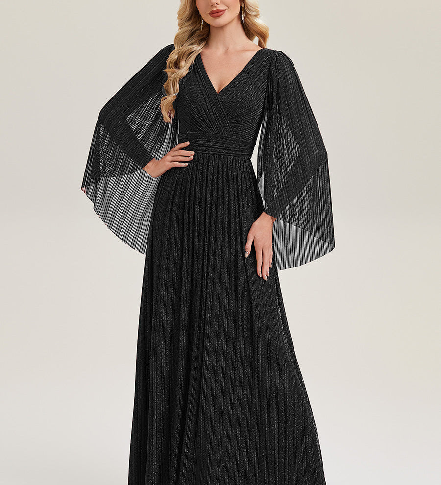 ever ISLA|Robe longue à manches longues en batwing décolleté en V et coupe A