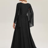 ever ISLA|Robe longue à manches longues en batwing décolleté en V et coupe A