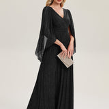 ever ISLA|Robe longue à manches longues en batwing décolleté en V et coupe A