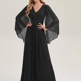 ever ISLA|Robe longue à manches longues en batwing décolleté en V et coupe A