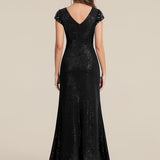 ever KAIA|Robe Moulante Stretch à Manches Courtes Col V Noué avec Sequins