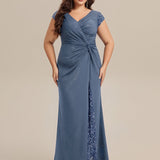 ever KAIA|Robe Moulante Stretch à Manches Courtes Col V Noué avec Sequins