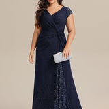 ever KAIA|Robe Moulante Stretch à Manches Courtes Col V Noué avec Sequins