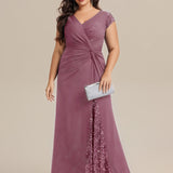 ever KAIA|Robe Moulante Stretch à Manches Courtes Col V Noué avec Sequins