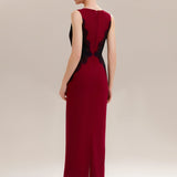 ever IVORY|Robe maxi moulante sans bretelles en jersey extensible avec col rond et dentelle à frange