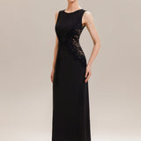 ever IVORY|Robe maxi moulante sans bretelles en jersey extensible avec col rond et dentelle à frange