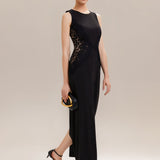 ever IVORY|Robe maxi moulante sans bretelles en jersey extensible avec col rond et dentelle à frange