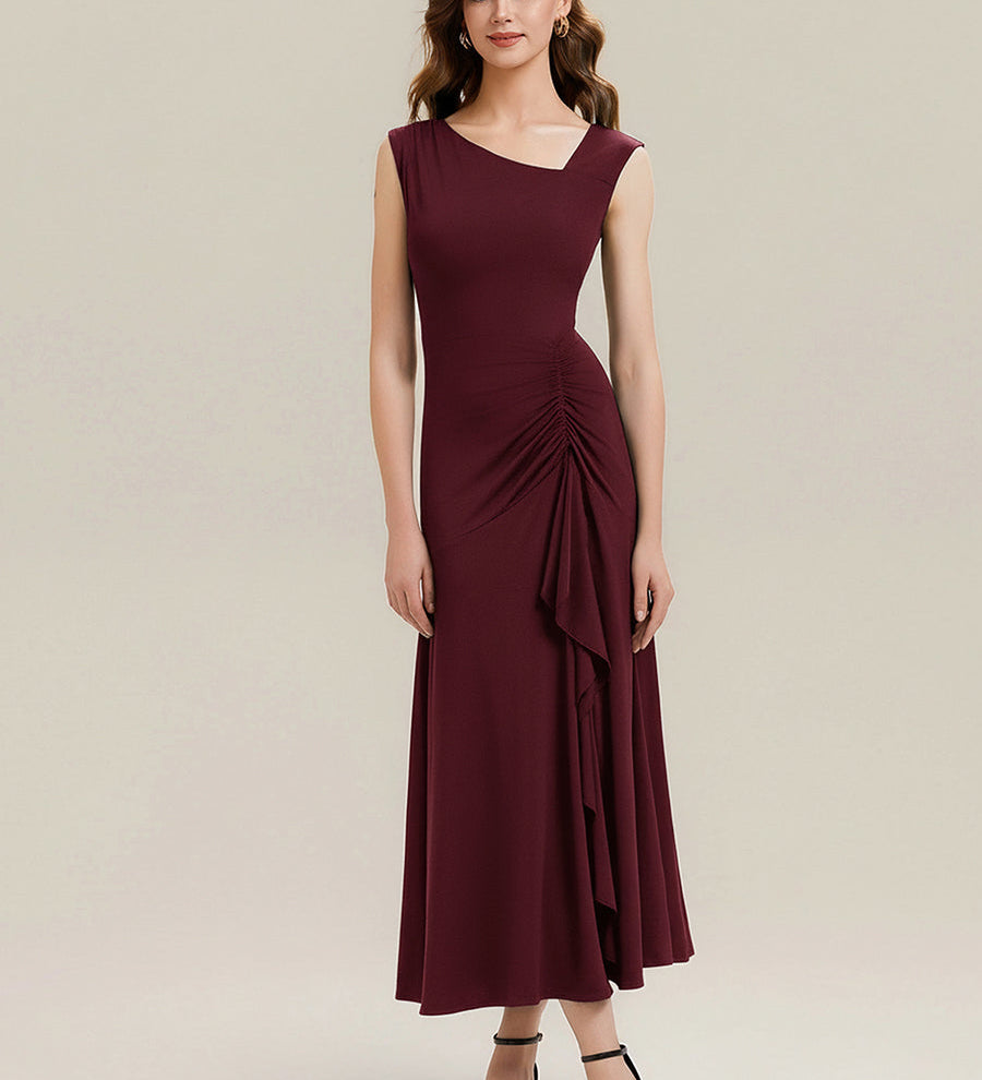 ever NORA|Robe maxi sirène asymétrique sans bretelles avec volants et haute élasticité