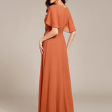 ever ASPYN|Robe de soirée trapèze à manches courtes et appliques plissées